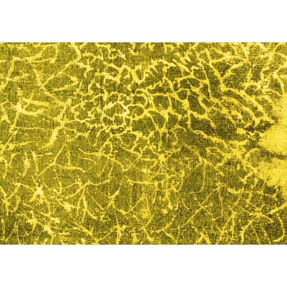 Ahgly Company Machine Washable Indoor Rectangle Abstract Yellow Contemporary Area Rugs, 5' x 7'