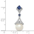 thumbnail image 2 of White Sterling Silver Charm Pendant Diamond Round Pearl Freshwater Sapphire, Lab Created Square Blue 28 mm 10, 2 of 2