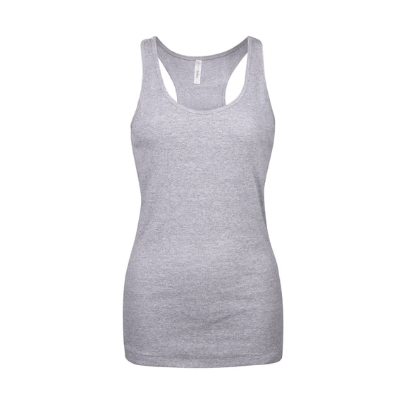 Women's Cotton Ribbed Knit Racerback Tank Top, Heather Grey, M, 1 Piece