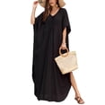 thumbnail image 2 of 2026 Long Kaftan Dresses Muumuu Plus Size V Neck Vintage Caftan Coverup Dress Black One Size, 2 of 5