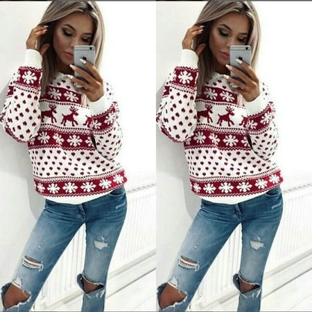 Novelty Christmas Jumpers For Sale Women Lady Hoodie Sweatshirt Jumper Sweater Pullover Tops Coat Christmas Winter ()