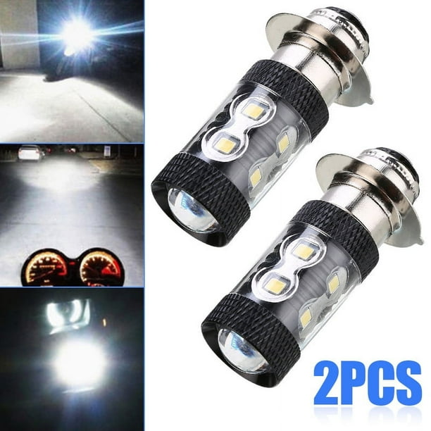 Bombilla LED para faro delantero de motocicleta P15D H6M superbrillante, luz alta/baja, 360°, blanco, 6500 K, 12 V, Plug and Play, 2 unidades, H504