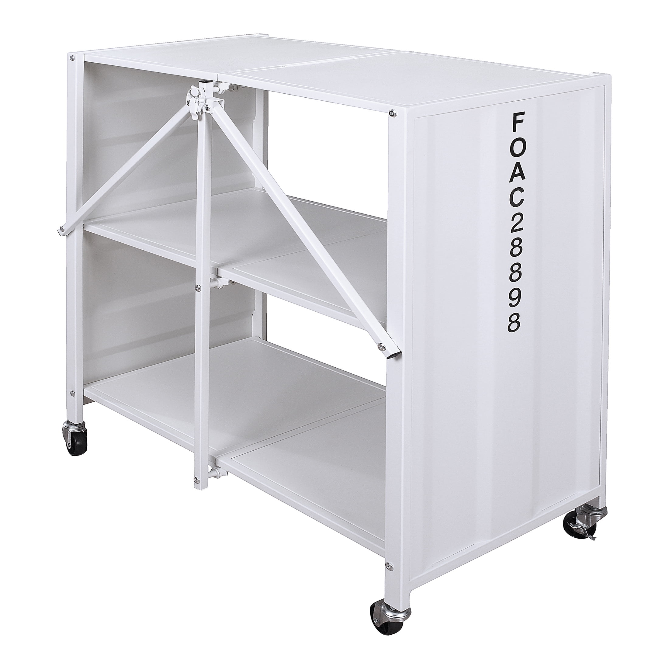 Furniture of America Maxima Metal Folding Bookcase with Wheels, White