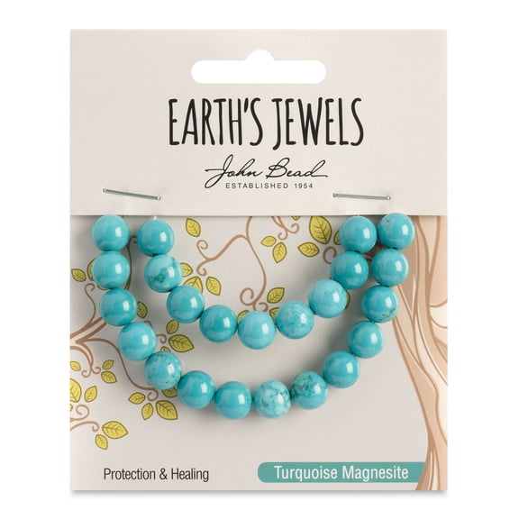 John Bead Earth's Jewels Howlite Beads - Turquoise, Round, 8 mm, 23 beads