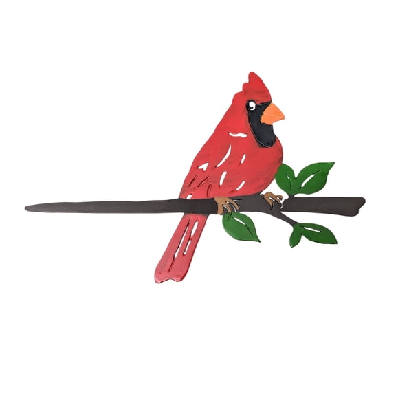 Cardinal Metal Tree Decor – Red Cardinal Perched on Branch Metal Tree Art – Bird Hanger for Trees, Fences, Cabins, Patios, and Gardens – Unique Gift for Gardeners, Bird Watchers, and Nature Lovers