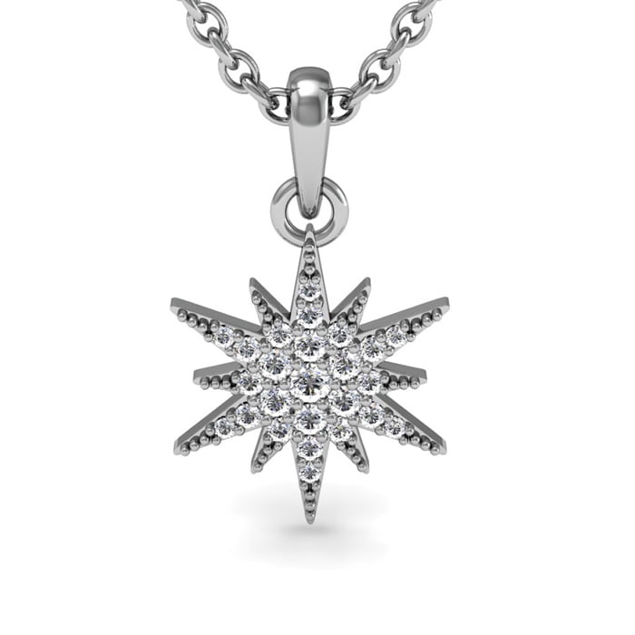 1 4 Carat Diamond Starburst Necklace Sterling Silver 18 Inches by Adoriana