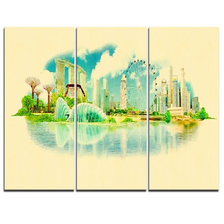 panoramic graphic canvas piece singapore wrapped set