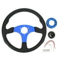 thumbnail image 2 of Car Steering Wheel, 14in Universal Racing Steering Wheel PU Leather Aluminum, 6 Bolts Universal Steering Wheel with Horn Button for Car for 6 Holes Hub Adapter, Easy Installation, 2 of 7