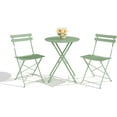 thumbnail image 3 of IDEALHOUSE 3 Pieces Dining Table Set Green, Folding Outdoor Bistro Set with 2 Chairs and 1 Table, Space-Saving Wooden Patio Furniture for Balcony, Garden, Small Spaces, 3 of 9