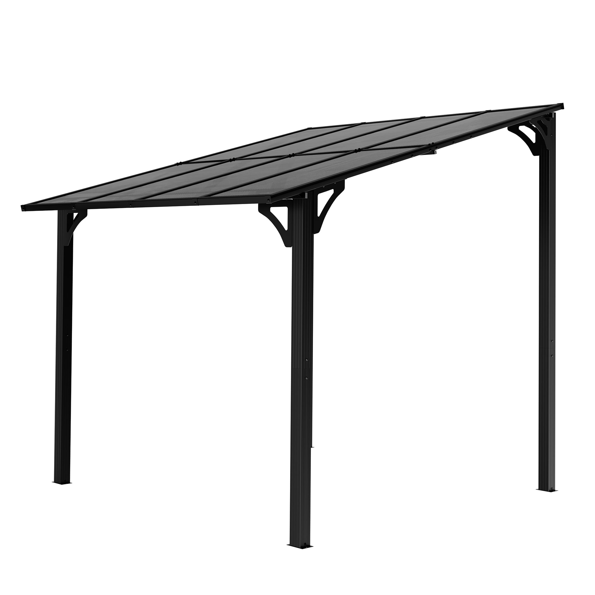 Walsunny Gazebos Hardtop 8' x 10' Outdoor Aluminum Pergola Heavy Duty Wall-Mounted Awnings with Sloped Roof for Patio,Deck, Backyard,Garden
