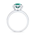 thumbnail image 2 of Rosec Jewels Classic Created Emerald Ring with Diamond Halo for Women (AAAA Quality), 18K White Gold, US 4.50, 2 of 8