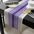 thumbnail image 3 of Purple Ombre Stripes Cotton Linen Table Runner 13 x 70 inch Minimalist Gradient Lines Texture Non-slip Rectangular Dining Table Decor for Wedding Party Holiday Dinner, 3 of 8