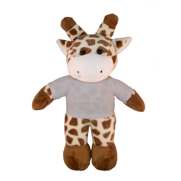 Plushland 8 Inch Floppy Giraffe with Tee Plush Stuffed Animal Personalized Gift - Custom Text on Shirt - Great Present for Mothers Day, Valentine Day, Graduation Day, Birthday