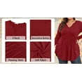 thumbnail image 6 of WellSize Plus Size Blouses for Women V Neck Curved Hems Tunic Tops Casual Long Sleeve Botton Fall Shirts, 6 of 9
