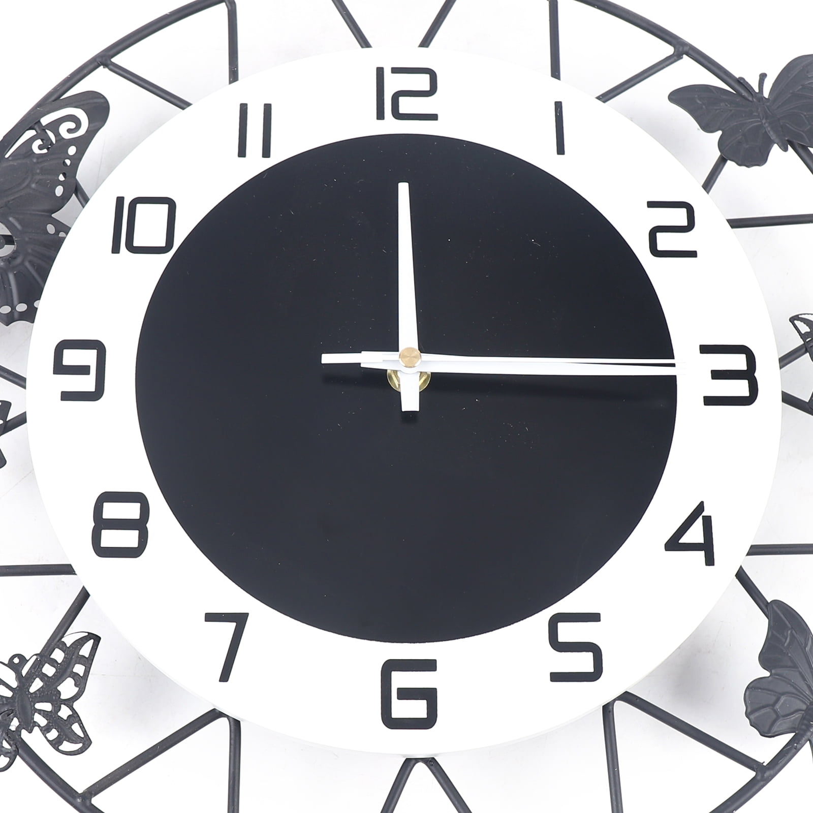 Dwellnix Decorative Butterfly Clock for Living Room, Bedroom, Office, Iron Frame with Silent Sweep Movement, Large 20-Inch Wall Clock