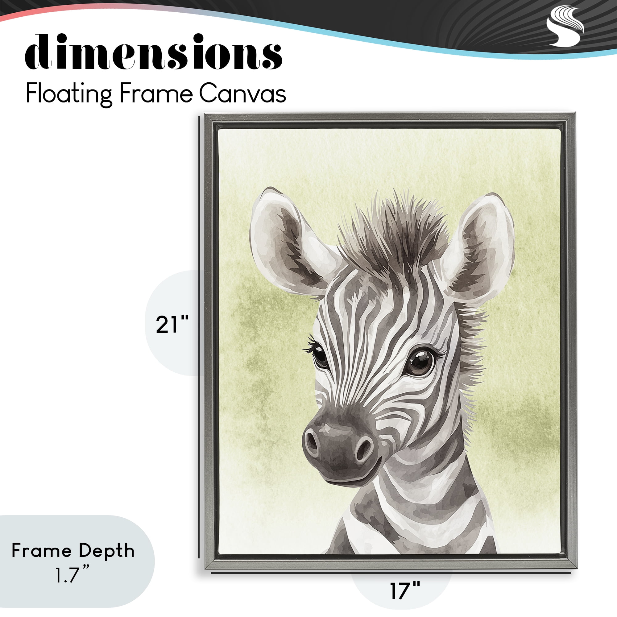 Stupell Industries Jungle Friends Baby Zebra Gray Framed Floater Canvas Wall Art, design by Christine Simpson Art