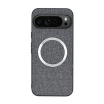 Dteck for Google Pixel 9 Pro XL Case, Compatible with MagSafe, Pixel 9 Pro XL Slim Fabric Back Soft TPU Bumper Hybrid Cover,Gray