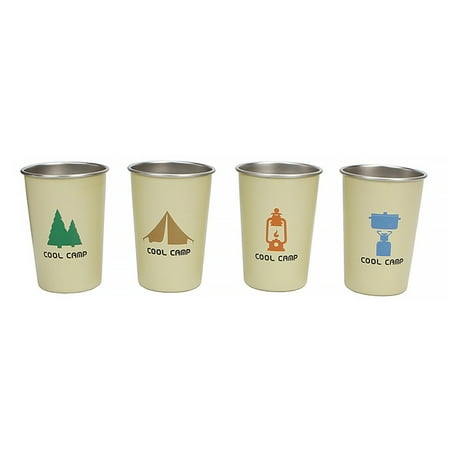 

Pack of 4 Coolcamp Outdoor Water Bottle Travel Cup with Lid 304 Stainless Steel Tableware Backpacking Drinkware Bottles Cups