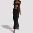 thumbnail image 3 of Bathing Suit Cover Up Beach Clothes for Women Swimwear Cover Ups Women's Knit Dress Front Long Beach Clubwear Solid Color Backless Cut Outs, 3 of 6