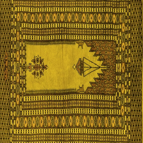 Ahgly Company Indoor Square Abstract Yellow Modern Area Rugs, 8' Square