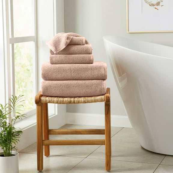 Ultra-Soft Featherspun Cotton Quick-Dry Towel Set (6 Piece Set, Desert Rose)
