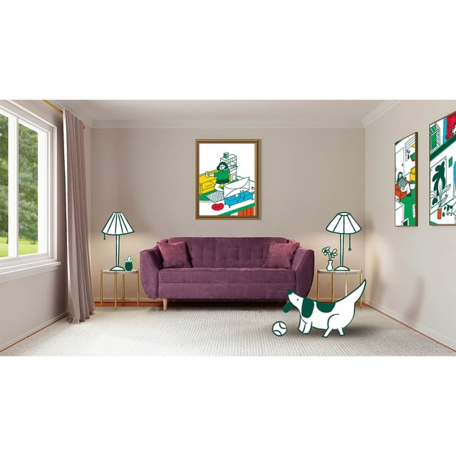 Sofá 3 Plazas de Velvet Morado Makora Modelo Neroli