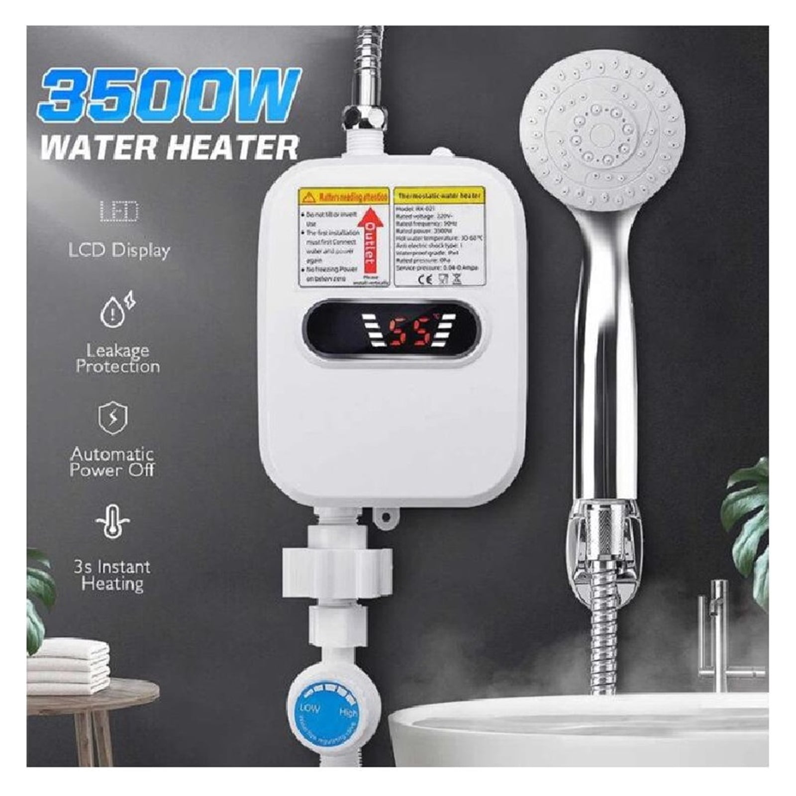 Electric Tankless 3500W Mini Instant Hot Water Heater Kitchen Faucet Tap Heating 3 Seconds Instant Heating ,Energy Saving