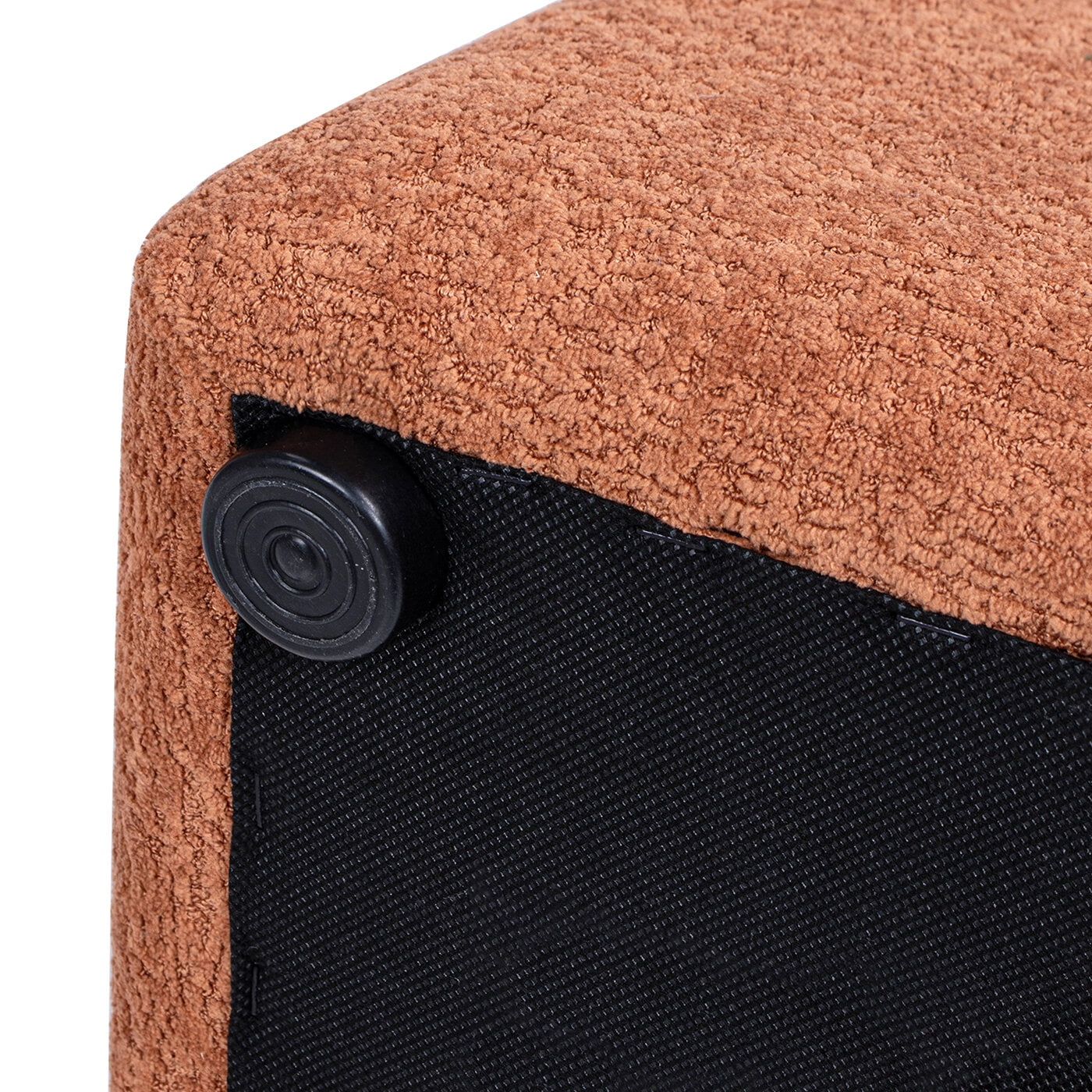 Ottomans With Storage Clyde 14" Tapered Square Upholstered Ottoman, Spice Orange,Living Room Ottomans