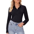 thumbnail image 1 of Camisa con botones Siliteelon para mujer de manga larga, color negro, 1 of 9