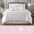 thumbnail image 7 of Lanco Striped 7 Piece Pink White Comforter Set , Queen Size Microfiber Bedding , All Season Bedding Set , Bed Skirt, Pillows & Shams, 7 of 7