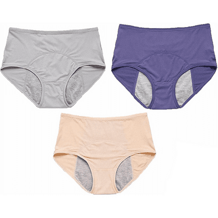 Fulorrnie Underwear for Women Plus Size Period High Waisted Leakproof Panty Elastic Waist Stretchable Ventilated Breathable Panties  Grey  XXL
