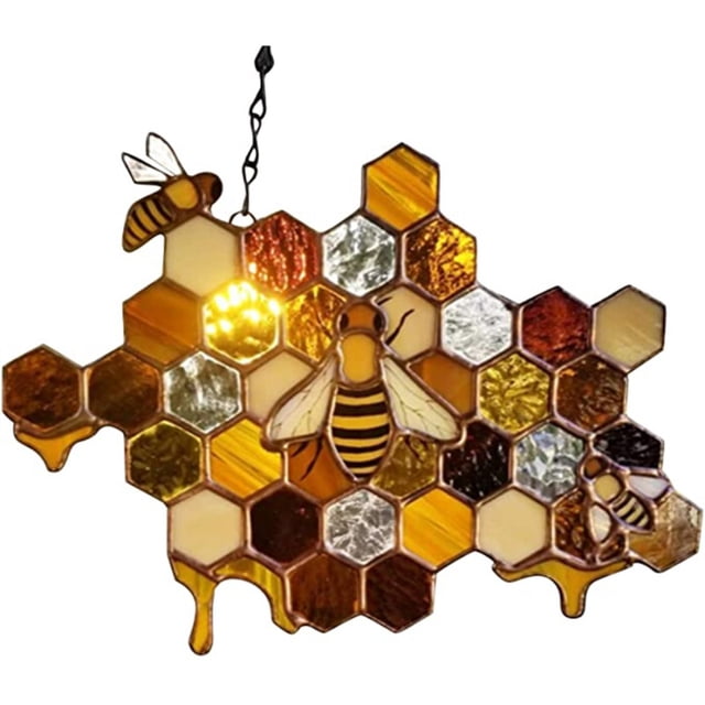 Abeja Panal Ventana Colgante Sun Catcher Ornamento Bumblebee Arte Decoración Para El Jardín Del Hogar sonducket HA034990-00