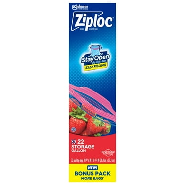 Ziploc Gallon Storage Bags Press to Close 22 Count - Pack of 2