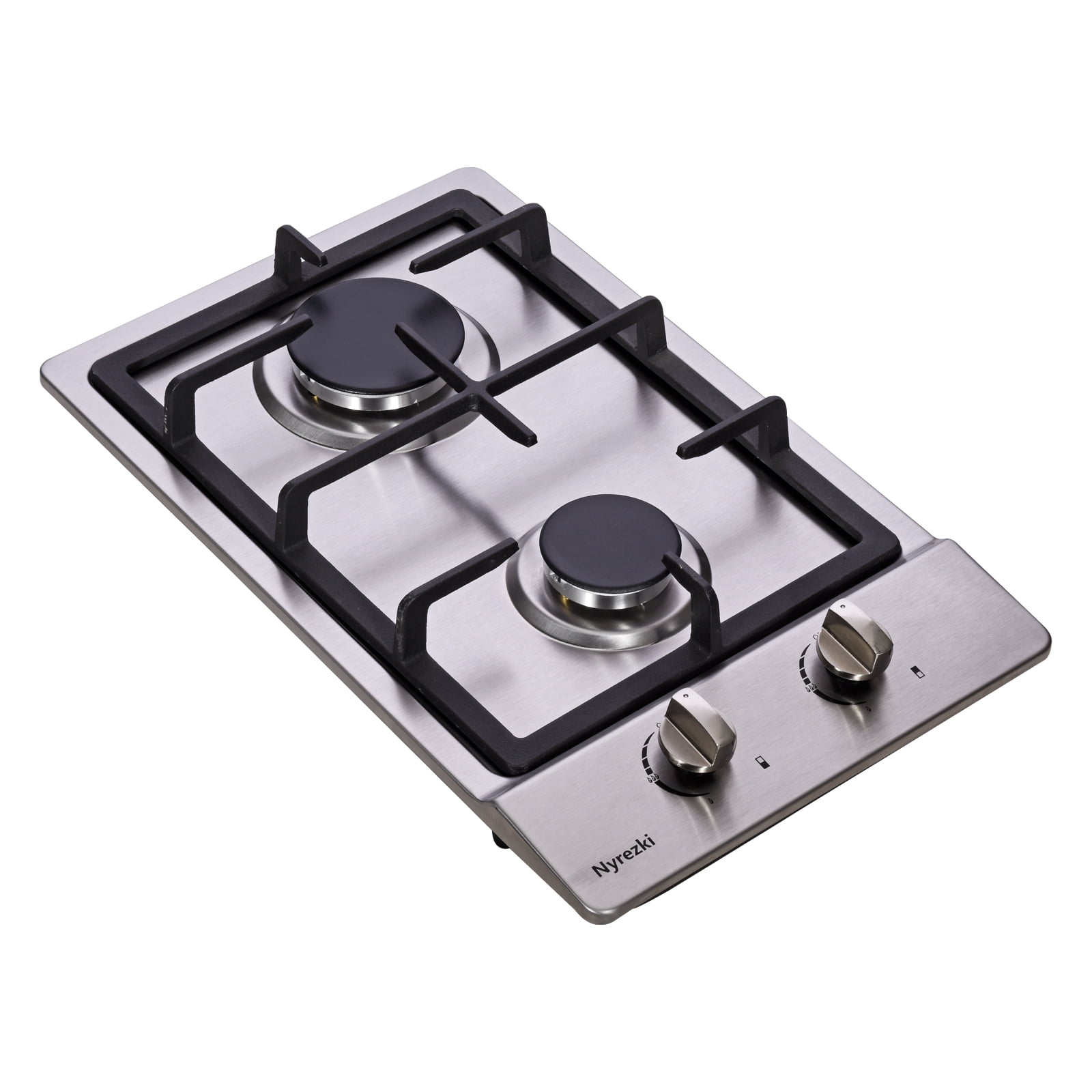 Nyrezki 12 Inch Gas Cooktop, 2 Burners Built-in Gas Stovetop Stainless Steel Gas Stove Top Propane/Natural Gas Convertible Sealed Gas Cooktop for RVs, Apartments, Outdoor