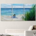thumbnail image 2 of wall26 Canvas Print Wall Art Lovers Sit on Beach Shore with Birds Nature Wilderness Illustrations Realism Rustic Scenic Colorful Multicolor Ultra for Living Room, Bedroom, Office - 24"x36"x, 2 of 5