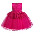 thumbnail image 3 of URMAGIC Girl's Dark Pink Flower Lace Ball Gown, One Size, 3 of 10