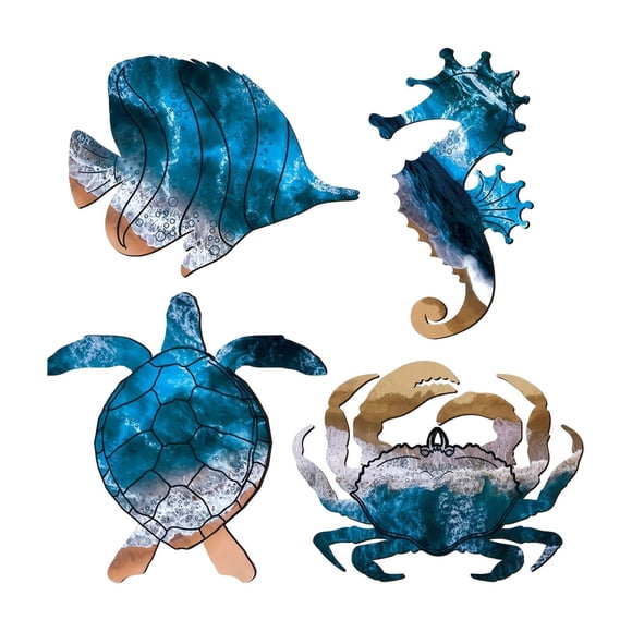 segolike 4 Pieces Sea Turtle Seahorse Crabs Coastal Decor Set for Bathroom
