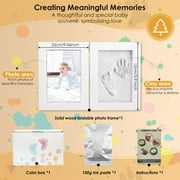 Keyohome Baby Footprint Kit,Newborn Footprint Frame,Wooden Newborn Keepsake Frame,Diy Baby Hand Print Kit for Boys Girls,White