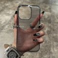 thumbnail image 2 of luxury Slim Anti Yellow Corrugated Pattern Soft Clear Phone Case For iPhone 16 15 14 13 12 11 Pro Max Transparent Chic Cover Clear For iPhone 15 Pro Max, 2 of 5