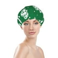 thumbnail image 3 of Kdxio Snowflake Print Shower Cap for Women,Elastic and Reusable,Double Waterproof Layers Bathing Hat, 3 of 9