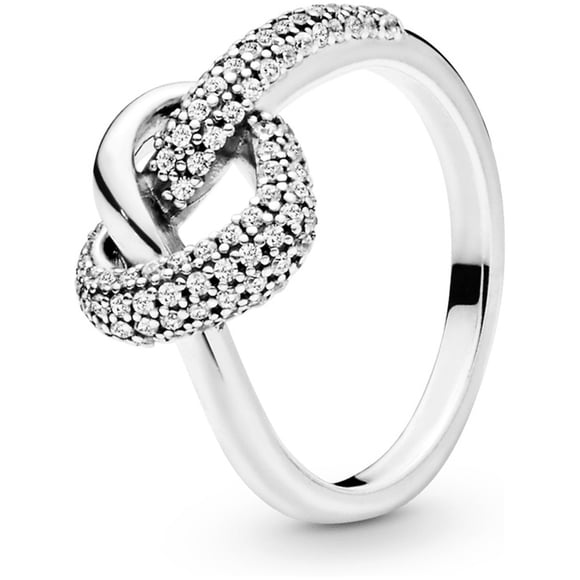 Anillo Pandora Corazones Anudados Brillantes Original 198086Cz | Talle 52 | Joyería De Lujo Para Mujer | Ideal Para Regalo Elegante | Compatible Con Charms Pandora