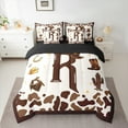 thumbnail image 2 of Manfei Brown Monogrammed R Twin Bedding Sets 7-Piece, Western Cowgirl Cowboy Bedding Comforter Set, Cartoon Princess Style Reversible Sheet Sets, Microfiber Bedroom Decor, 2 of 7