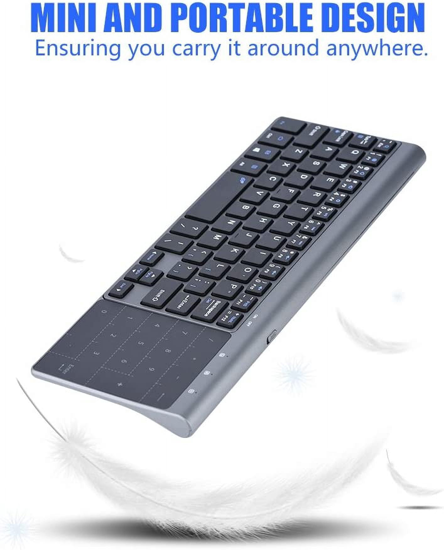 Yirtree Mini Slim Wireless Keyboard, 2.4Ghz Wireless Keyboard Handheld with Touchpad for PC Notebook TV Box Notebook Computer Portable PC Keyboard