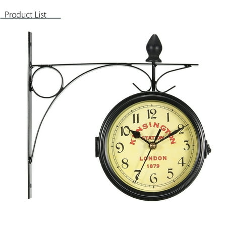 Antique Retro Style Double Sided Mounted Clock Hanging Metal Frame Wall Garden Station Timing Home Hallway Outdoor Decor Canada Antique Retro Style Double Sided, Vintage Outdoor Clock