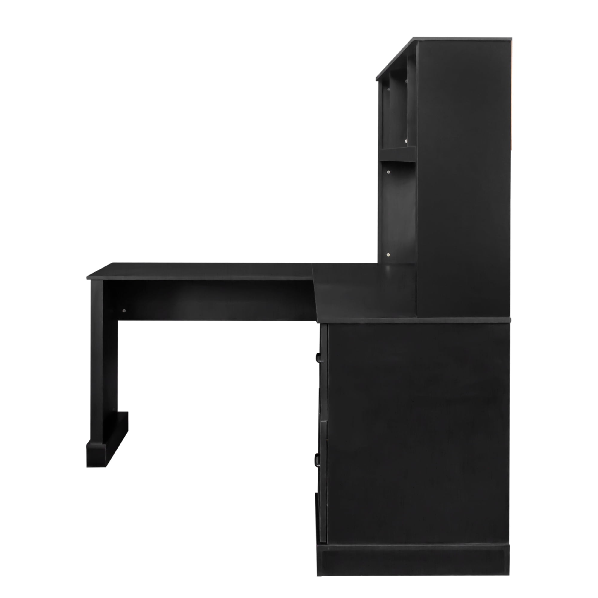 Royard Oaktree L Shaped Computer Desk with Hutch Reversible Home Office Desk w/Drawers and Bookshelf