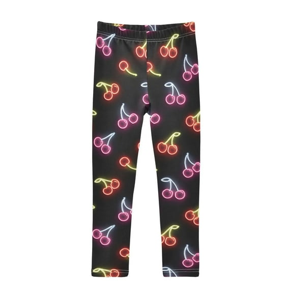 joogoo Girls' Leggings Neon Cherry Yoga Pants 6T