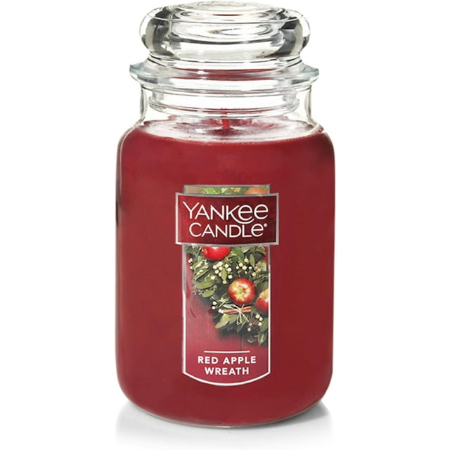 Yankee Candle Bougie Parfumée, Couronne de Pommes Rouges, Grande Bougie en Pot Originale, 110-150 Heures de Combustion, 22 oz