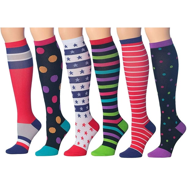 Ronnox Women's 3 Or 6Pairs Colorful Patterned Knee High Graduated