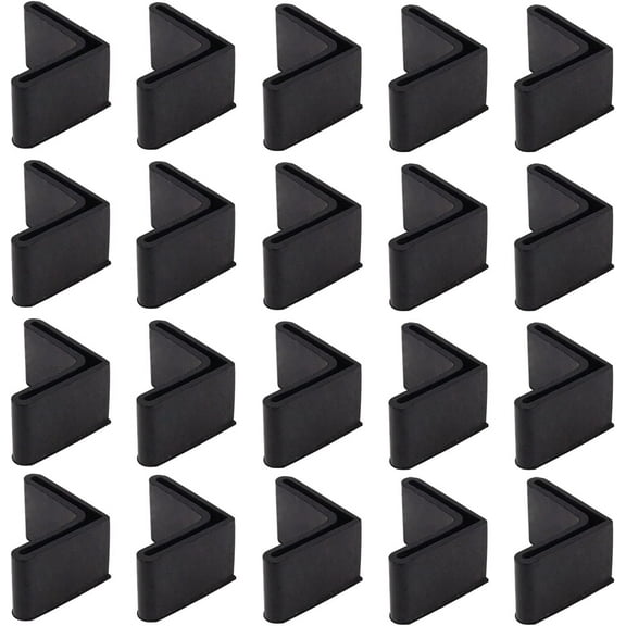 20PCS 35mm x 35mm L Shaped Rubber Angle Iron Caps, Black Furniture Foot Pads, L Shape Rubber Pad Foot Leg Cover