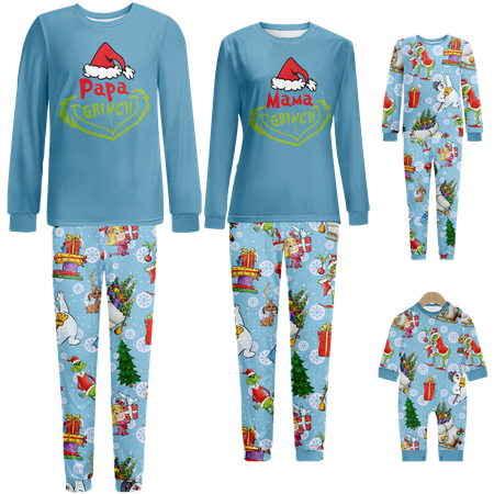 

Family Christmas Pajamas Sets Cartoon Monster Print Sizes for Adult-Kids-Baby-Pet 2 Pieces Top and Pants Bodysuits Sleepwear Pajamas Set